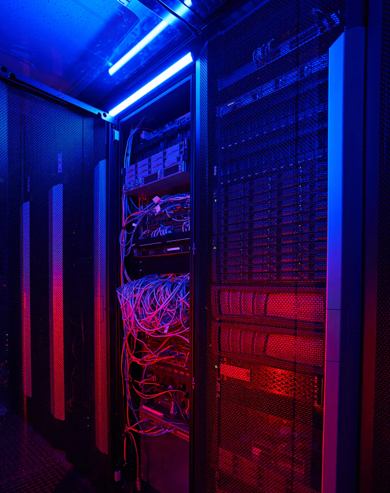 Server rack representing scalable Python backend infrastructure