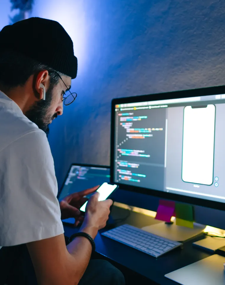 Developer building a Python web application with a live app preview